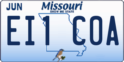 MO license plate EI1C0A