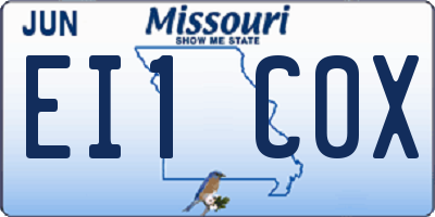 MO license plate EI1C0X