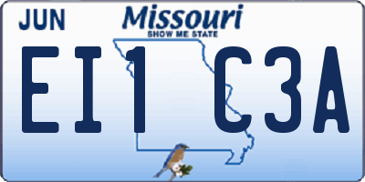 MO license plate EI1C3A