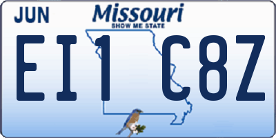 MO license plate EI1C8Z