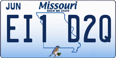MO license plate EI1D2Q