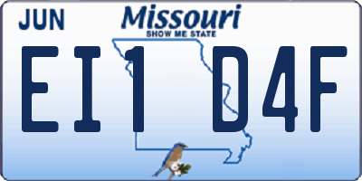 MO license plate EI1D4F