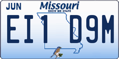 MO license plate EI1D9M