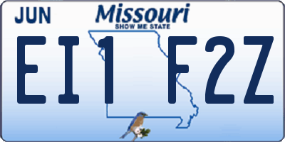 MO license plate EI1F2Z