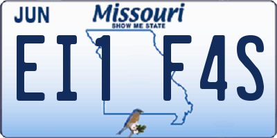 MO license plate EI1F4S