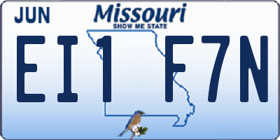 MO license plate EI1F7N