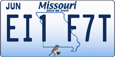 MO license plate EI1F7T