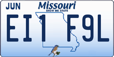 MO license plate EI1F9L