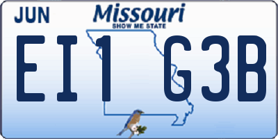 MO license plate EI1G3B