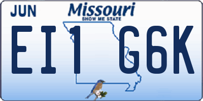 MO license plate EI1G6K
