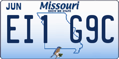 MO license plate EI1G9C
