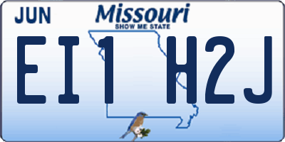 MO license plate EI1H2J