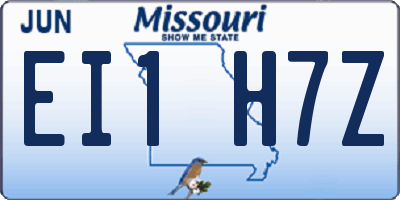 MO license plate EI1H7Z