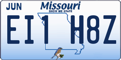 MO license plate EI1H8Z