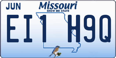 MO license plate EI1H9Q