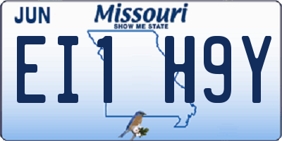 MO license plate EI1H9Y