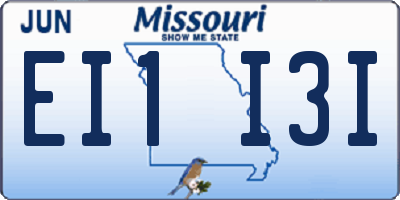 MO license plate EI1I3I