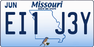 MO license plate EI1J3Y