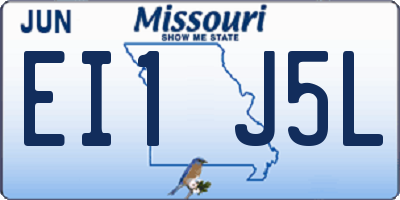 MO license plate EI1J5L