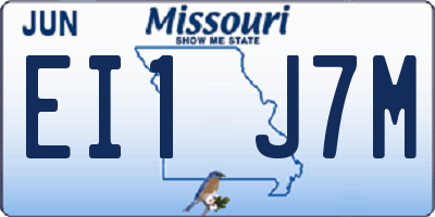 MO license plate EI1J7M