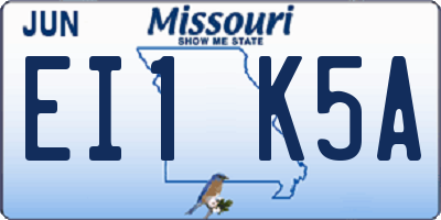MO license plate EI1K5A