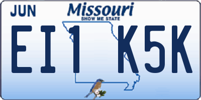 MO license plate EI1K5K