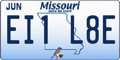 MO license plate EI1L8E