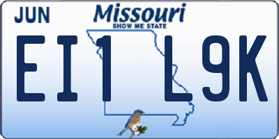MO license plate EI1L9K