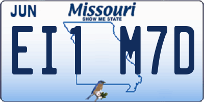MO license plate EI1M7D