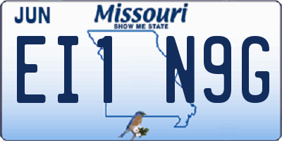 MO license plate EI1N9G