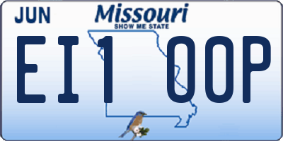 MO license plate EI1O0P