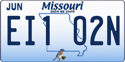 MO license plate EI1O2N