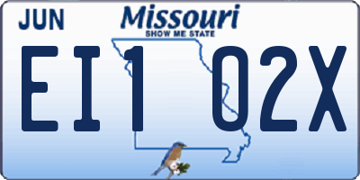 MO license plate EI1O2X