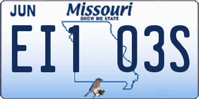 MO license plate EI1O3S