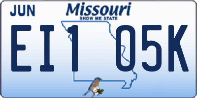 MO license plate EI1O5K