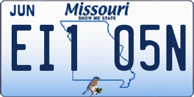 MO license plate EI1O5N