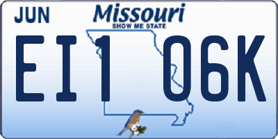 MO license plate EI1O6K