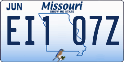 MO license plate EI1O7Z