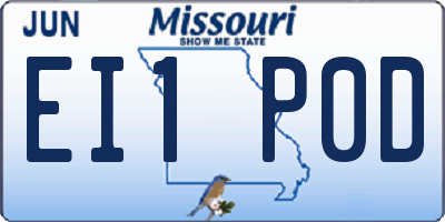 MO license plate EI1P0D