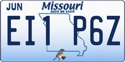 MO license plate EI1P6Z