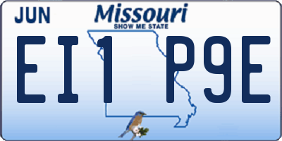 MO license plate EI1P9E