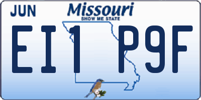 MO license plate EI1P9F