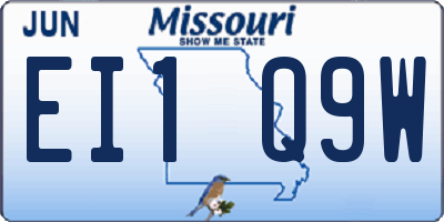MO license plate EI1Q9W