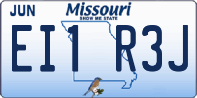 MO license plate EI1R3J