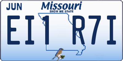 MO license plate EI1R7I