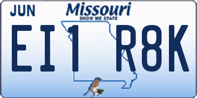 MO license plate EI1R8K
