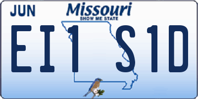 MO license plate EI1S1D
