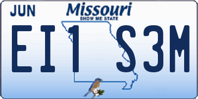 MO license plate EI1S3M