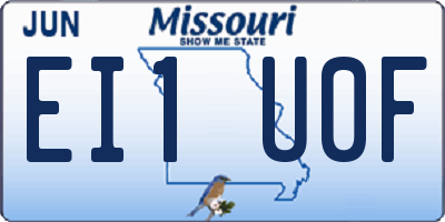 MO license plate EI1U0F