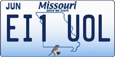 MO license plate EI1U0L